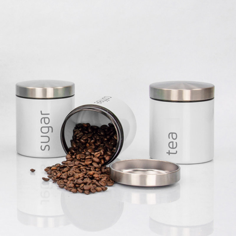 Dainty Metal Jar - Set of 3, White