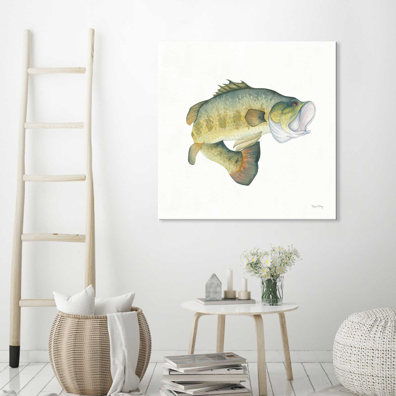 " Gone Fishin Large Mouth ", 18" H x 18" W x 1" D, Wrapped Canvas