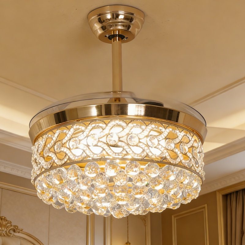 Ventilateur de plafond 48 "à intensité variable avec lumières DEL et télécommande, Or / or