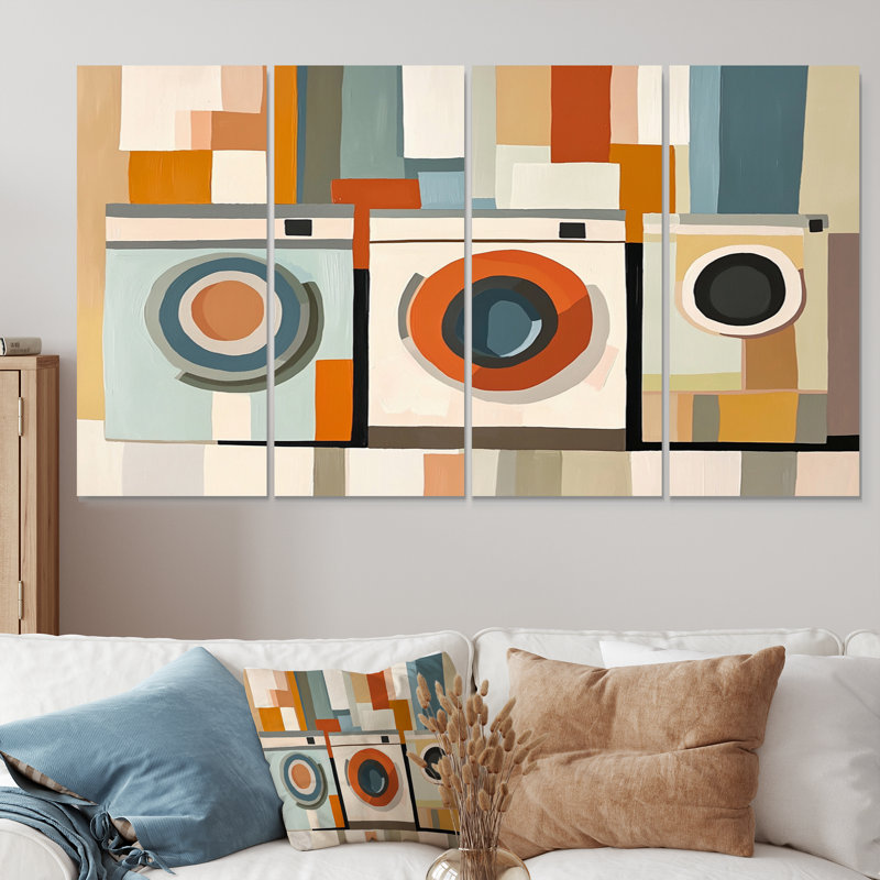 Orange Laundry Lines II - Ensemble d'art mural, H 28 po x l 48 po