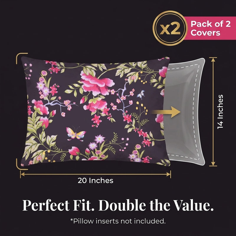 Rectangular Floral Pillow Cover & Insert 14x20 – Decorative Accent Cushion for Christmas Home Décor Gift