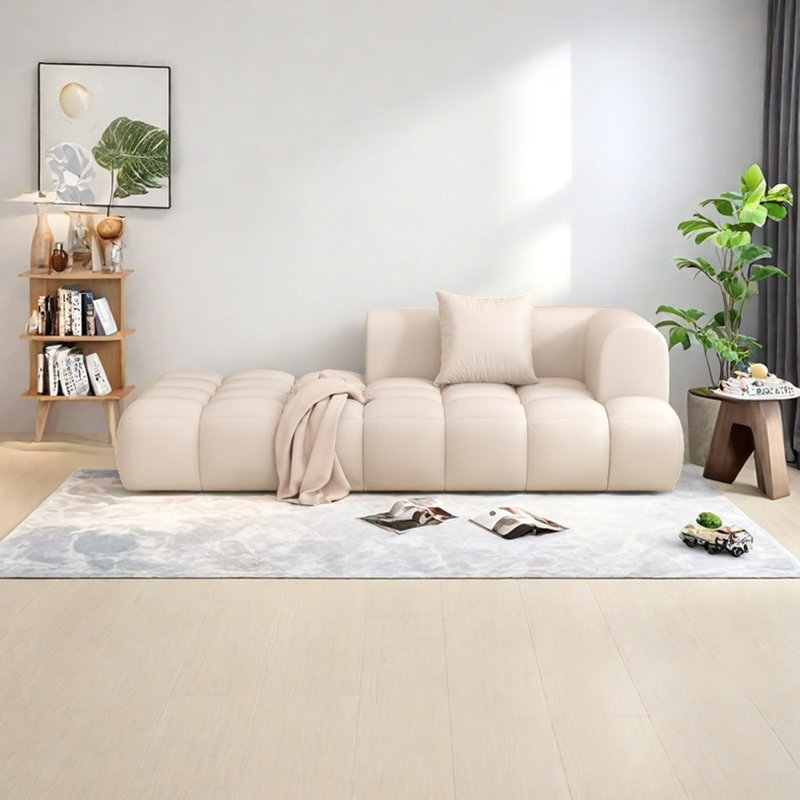 Fauteuil inclinable en similicuir de conception personnalisée, Face à la droite, Beige