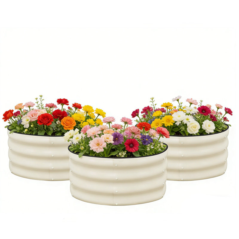 Ensemble de jardinière en métal 3 pièces 2X2x1ft pour l'extérieur, Blanc