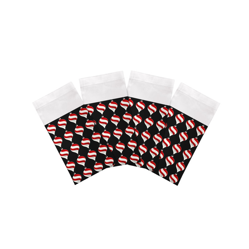 Xmas Ornament Cotton Sateen Dinner Napkins, Black