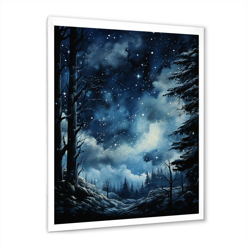 «Blue Sky Celestial Serenity», impressions sur toile paysage et nature, H 20 po x l 12 po x P 1 po, Cadre photo blanc