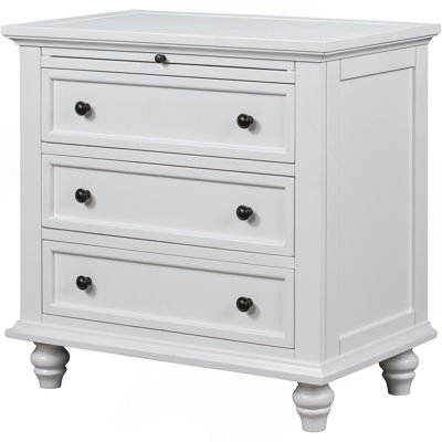 Durable 3-Drawer Storage Wood Cabinet with Pull-Out Tray, Ideal for Organized and Stylish Home Decor