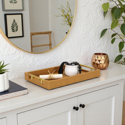 Baidy Hand-Finished Faux Shagreen Rectangular Serving Tray