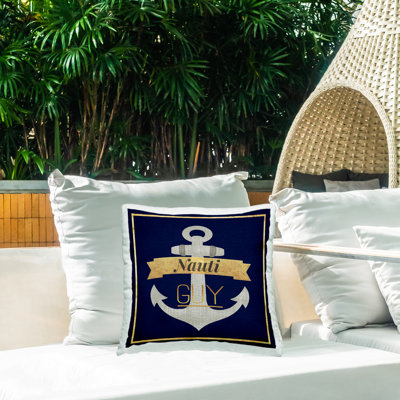 Coussin extérieur Nauti Guy avec ancre par Graffitee Studios