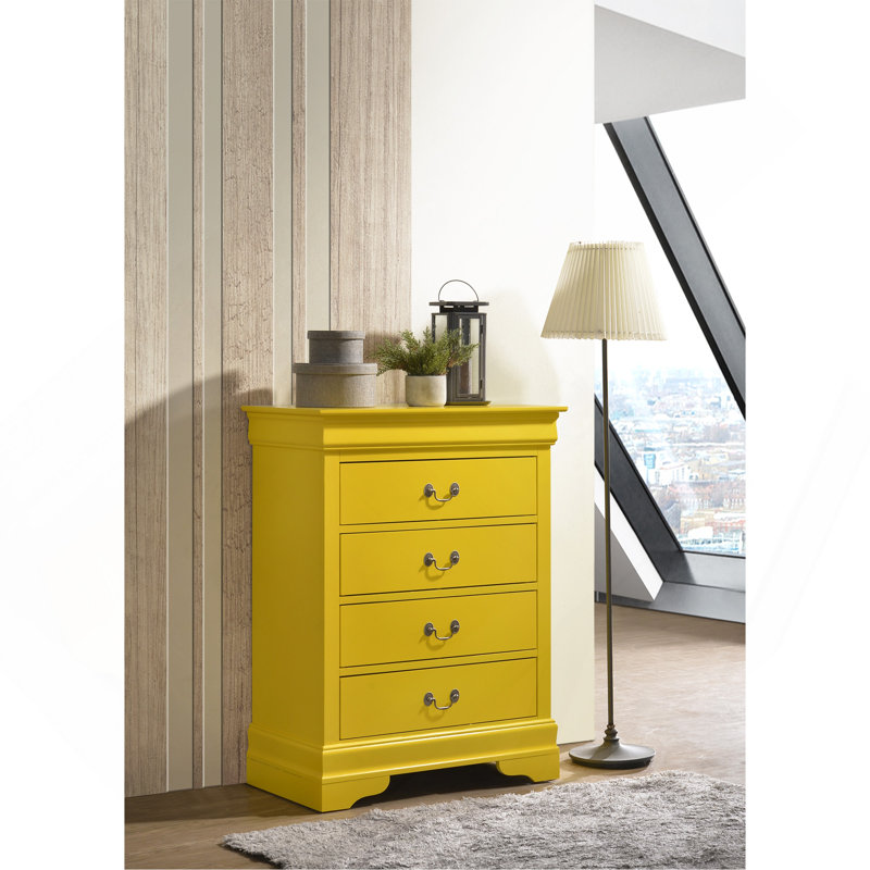 Commode 4 tiroirs Louis Phillipe G3160-BC, Jaune