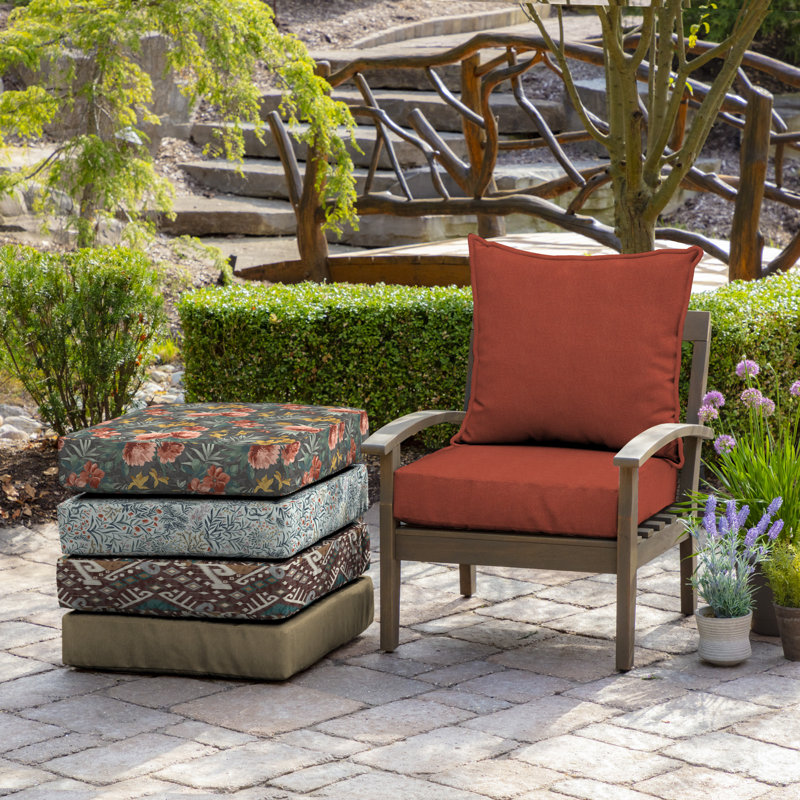 ARDEN Outdoor Lounge Chair Cushion, Orange, 24" W x 24" D