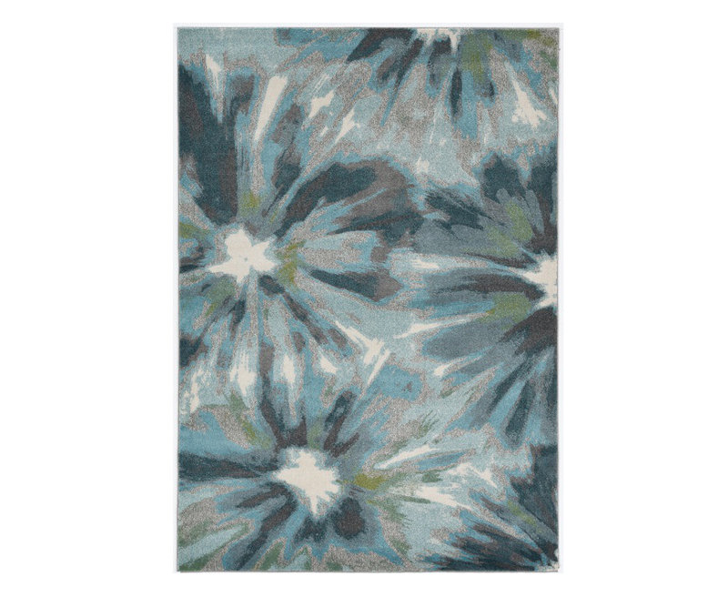 Tapis floral sarcelle 10 pi x 13 pi