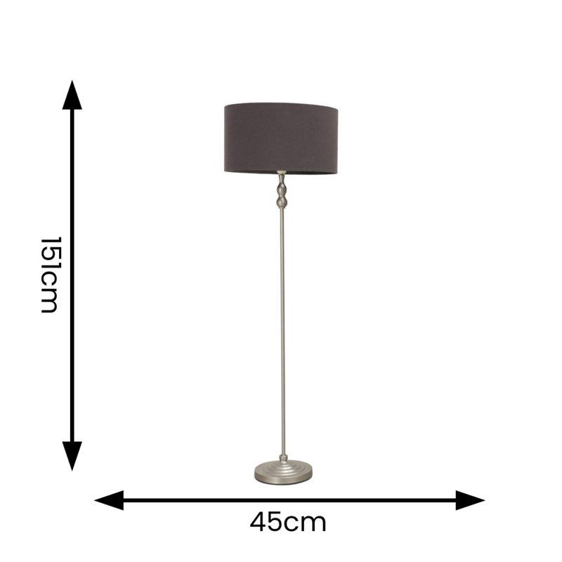 Saylorsburg 151cm Traditional Floor Lamp, Yes, Charcoal, Brush Chrome