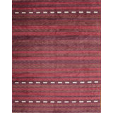 Plateau Hand Knotted Wool Striped Area Rug in Burgundy/Brown/Blue