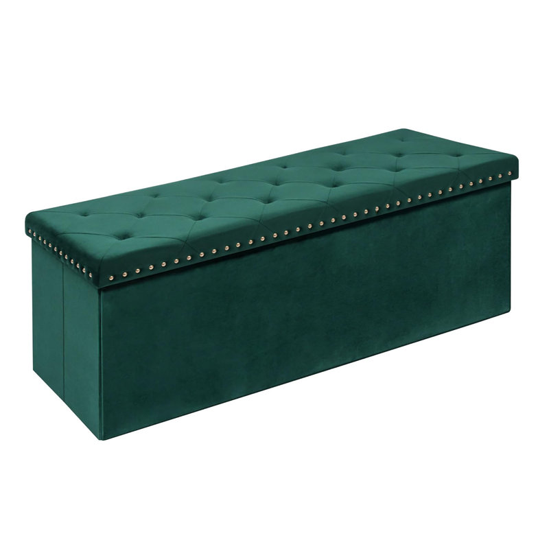 Banc de rangement avec repose-pieds pliant, Vert
