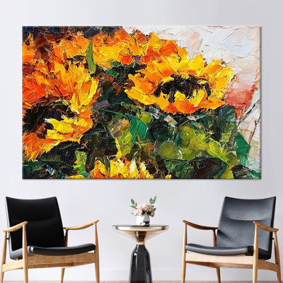 Bouquet Of Sunflower Painting, Contemporary Wall Art, Sunflower Poster, Flower Art Canvas, Abstract Canvas Art, Botanical Canvas Art,