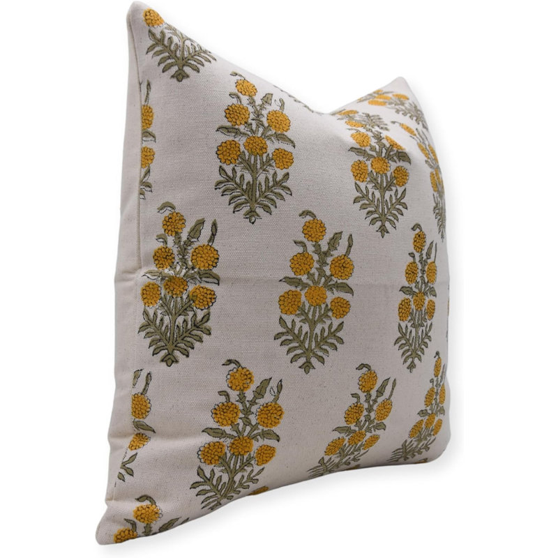 Housse de coussin intérieur / extérieur en coton Hajara Kniff Edge, H 22 po x l 22 po