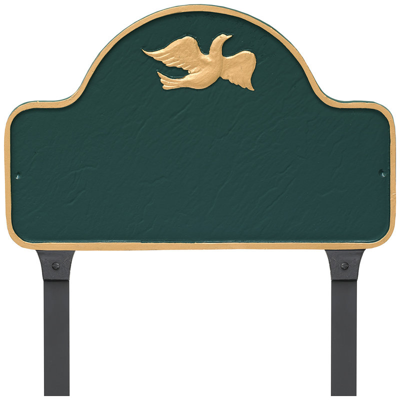 Plaque d'adresse avec colonnettes Dove Arch, Vert forêt / doré, Oui