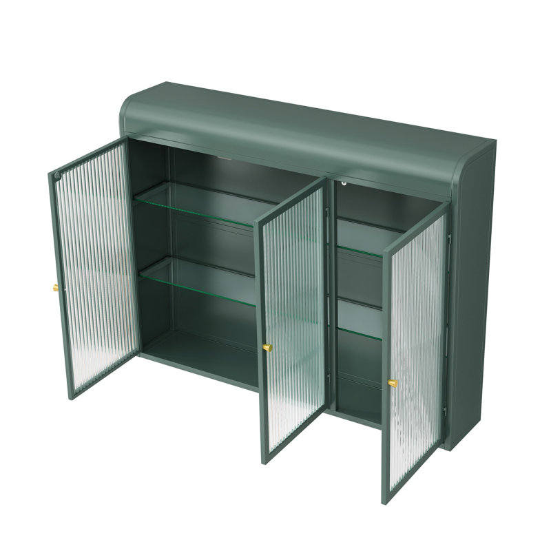 Armoire murale foncée à 3 portes avec verre. Élégante rénovation. Rangement spacieux. Fabrication. Installation simple. Élégant et pratique. Pour la cuisine, le salon, la salle de bain. P 35,29 po, 7,64 po