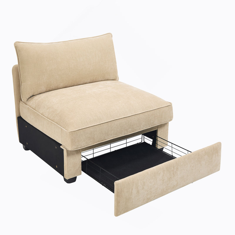 Armless Sofa Velvet - Wheat