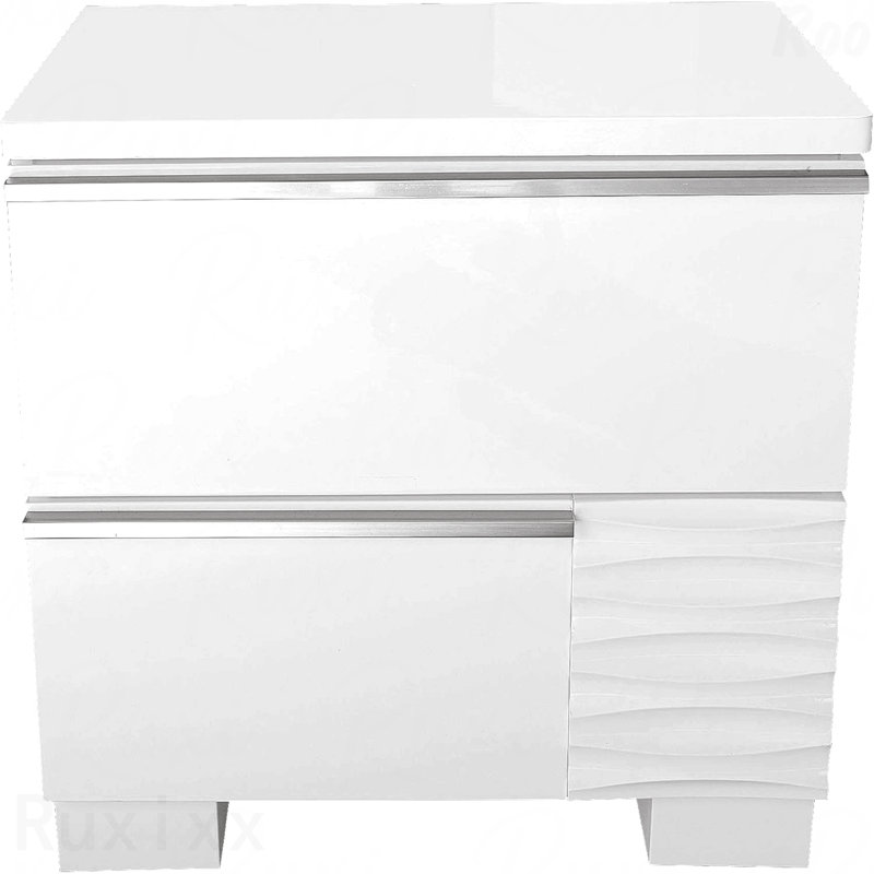 Table de chevet à 2 tiroirs en bois laqué blanc