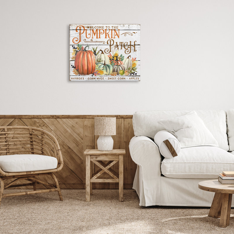 «Welcome Pumpkin Patch», art mural sur toile par Creatif Belle, H 24 po x l 24 po