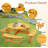 Round Tabletop Wood Picnic Table with Built-in Benches-746001691-746001690