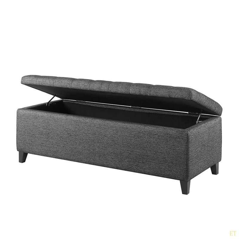 Tufted Top Soft Close Storage Bench, Charcoal