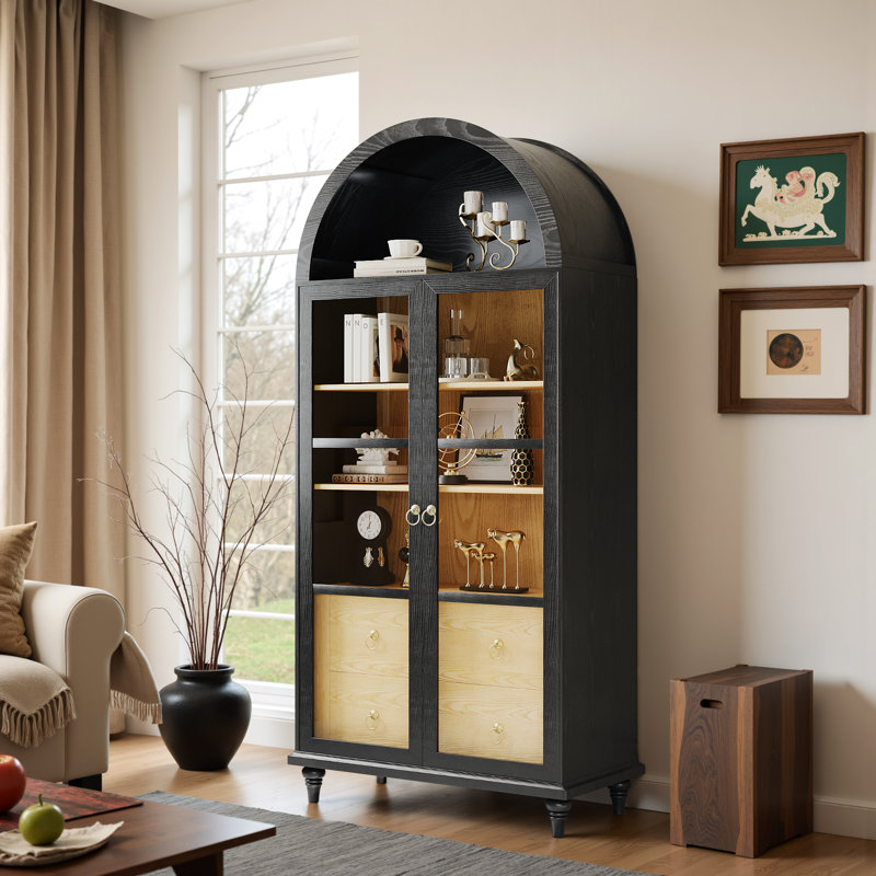 Armoire arquée, armoire de rangement moderne de 70 po de hauteur, garde-manger arqué