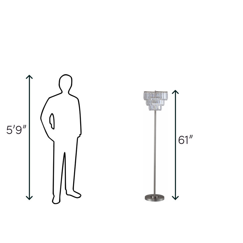 Lampe sur pied 61 po torchère sur pied Meadowbrook, Transparent