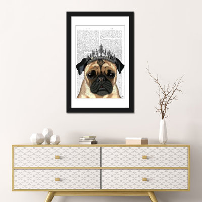 Fab Funky «Pug with Tiara», reproduction sur toile tendue