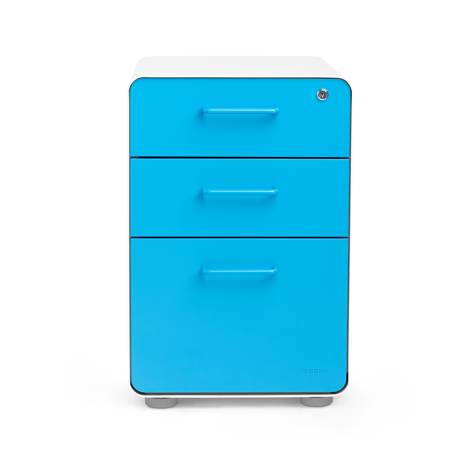 Stow Filing Cabinet, White/Pool Blue, Without Caster