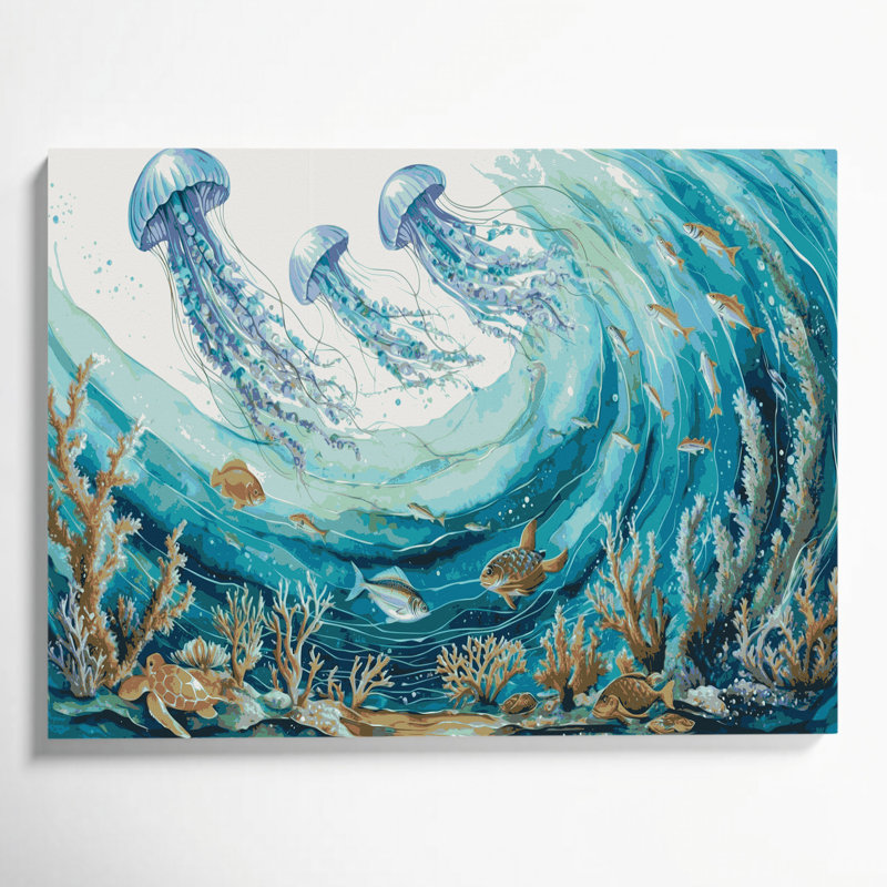 Art nautique gris sur toile, H 11 po x l 14 po