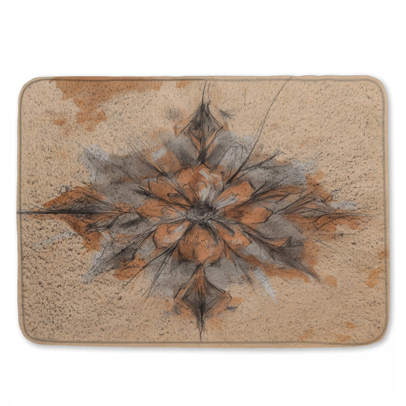 Tapis de bain à motif floral abstrait, 24in W x 17in L