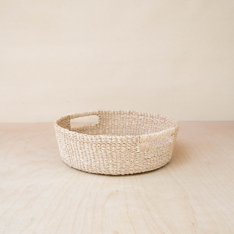 Natural Round Tray with Cutout Handles