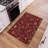 Ottohome Non-Slip Floral Leaves Area Rug For Living Room, Hallway, Entryway Rug, Dark Red-1938927102