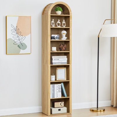 70" Arched Narrow Bookcase, 8-Tier Open Bookshelf
