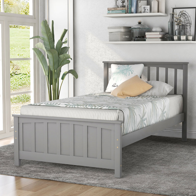 Lit plateforme simple en bois C6AC9355DA8D43BA991929831F79D884, gris