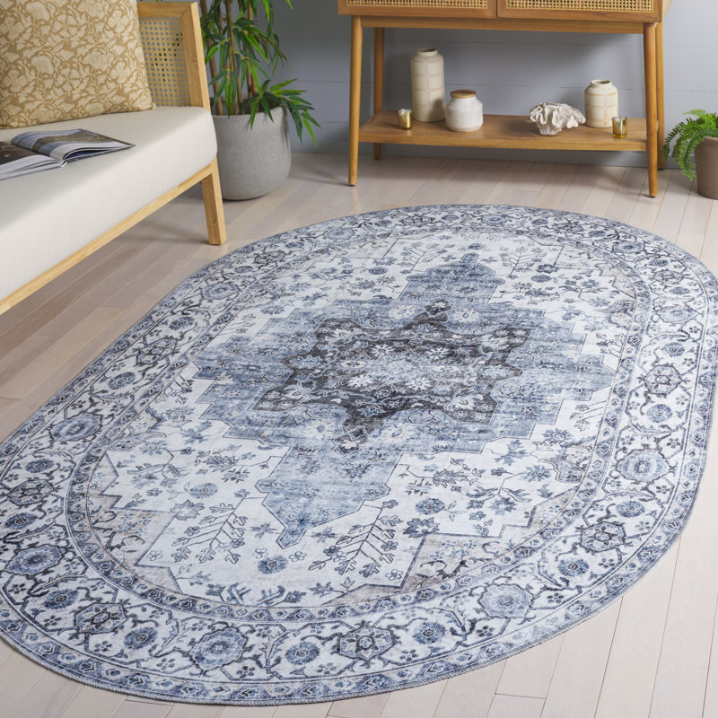 Mikali Performance Machine Washable Oriental Rug, Oval 5' x 8'