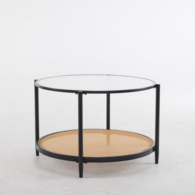 Black Round Rattan Coffee Table