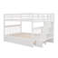 Lit superposé double à escalier avec lit gigogne simple, rangement et barrière de sécurité pour chambre à coucher, dortoir-385904764