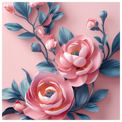 Tapisserie murale fleurs de pivoine rose