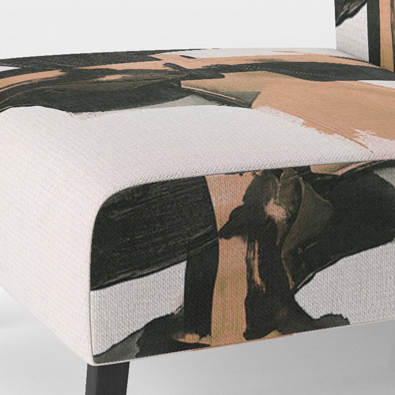 Fauteuil de chambre rembourré Geometric IV, Ivoire / crème / beige / blanc / noir