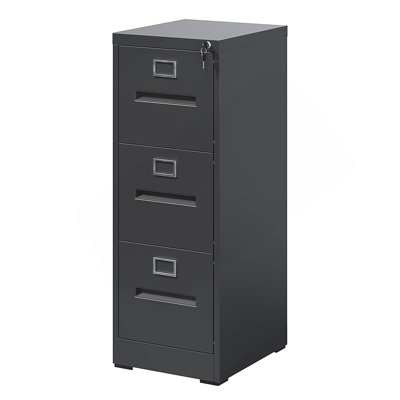 3 Drawer File Cabinet With Lock Metal Vertical File Cabinet Office Home, A4 Legal/Letter Size Narrow File Cabinet Locked,Assembly Required