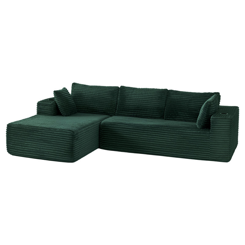 Canapé modulaire sans assemblage avec chaise longue Boneless, Vert