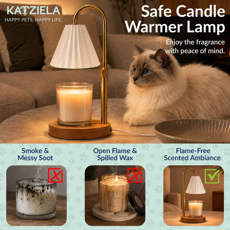 Lampe chauffe-bougie Katziela Pet Welcome Blanc