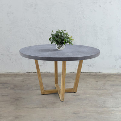 Teak Round Solid Wood Base Dining Table