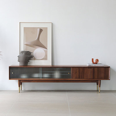 Cabinet audio-visuel simple en noyer noir