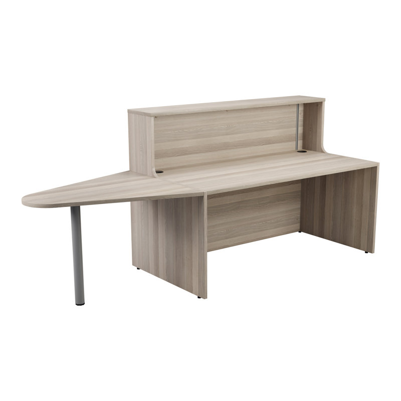 Buariki Rectangle Synthetic Laminate Reception Desk, Grey Oak