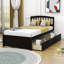 Lit plateforme simple en bois 2 tiroirs avec tête de lit Dishad-87375557