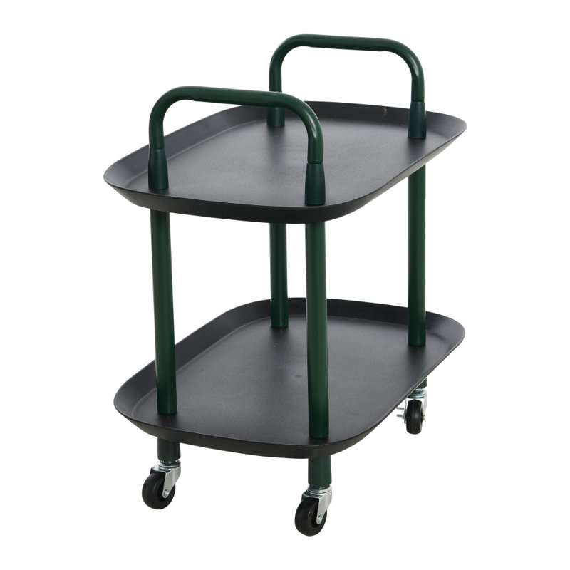 Chariot à 2 niveaux en plastique et métal Main + Mesa, Noir, Vert foncé